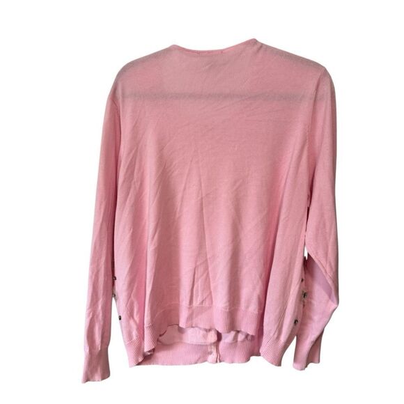 Izaac Mizrahi Pink Floral Beaded Sequin Cardigan Sweater - Picture 4 of 7